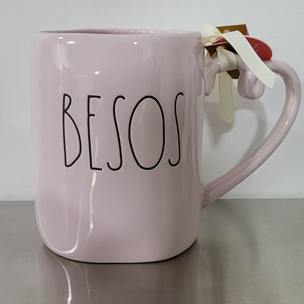 Rae Dunn Pink 'BESOS' Mug